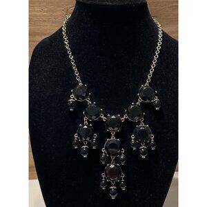 Black STATEMENT Bib NECKLACE Gold Tone Multifaceted Bubble Beaded